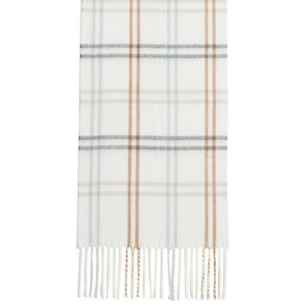 NWT Steve Madden Mid Weight Cozy Muffler Scarf with Fringe Ivory Gray Beige - Picture 4 of 7